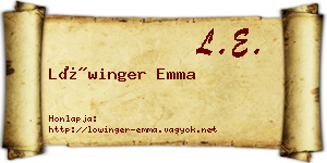 Lőwinger Emma névjegykártya